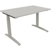 Soennecken Schreibtisch All in One, manuell höhenverstellbar, 65-85cm (H), 120x80cm (BxT), rechteckig, lichtgrau / silberaluminium 40039690