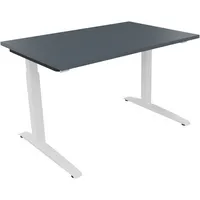 Soennecken Schreibtisch All in One, manuell höhenverstellbar, 65-85cm (H), 120x80cm (BxT), rechteckig, lavagrau / weiß 4003969071322 Soenne