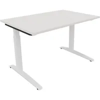 Soennecken Schreibtisch All in One, manuell höhenverstellbar, 65-85cm (H), 120x80cm (BxT), rechteckig, weiß / weiß 4003969071353 Soennecken