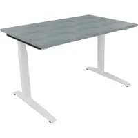 Soennecken Schreibtisch All in One, manuell höhenverstellbar, 65-85cm (H), 120x80cm (BxT), rechteckig, beton hell / weiß 4003969071346 Soen