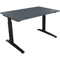Soennecken Schreibtisch All in One, manuell höhenverstellbar, 65-85cm (H), 120x80cm (BxT), rechteckig, lavagrau / anthrazit metallic 400396