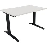Soennecken Schreibtisch All in One, manuell höhenverstellbar, 65-85cm (H), 120x80cm (BxT), rechteckig, weiß / anthrazit metallic 4003969071