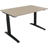 Soennecken Schreibtisch All in One, manuell höhenverstellbar, 65-85cm (H), 120x80cm (BxT), rechteckig, eiche natur / anthrazit metallic 400