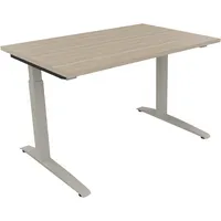 Soennecken Schreibtisch All in One, manuell höhenverstellbar, 65-85cm (H), 120x80cm (BxT), rechteckig, eiche natur / silberaluminium 400396
