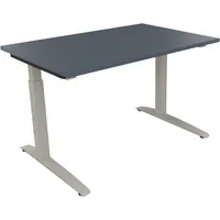 Soennecken Schreibtisch All in One, manuell höhenverstellbar, 65-85cm (H), 120x80cm (BxT), rechteckig, lavagrau / silberaluminium 400396907