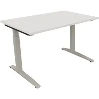 Soennecken Schreibtisch All in One, manuell höhenverstellbar, 65-85cm (H), 120x80cm (BxT), rechteckig, weiß / silberaluminium 4003969071285
