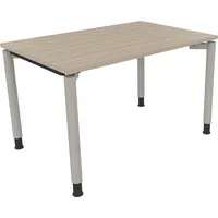 Soennecken Schreibtisch All in One, manuell höhenverstellbar, 68-82cm (H), 120x80cm (BxT), rechteckig, eiche natur / silberaluminium 400396