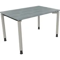 Soennecken Schreibtisch All in One, manuell höhenverstellbar, 68-82cm (H), 120x80cm (BxT), rechteckig, beton hell / silberaluminium 4003969