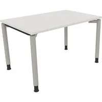 Soennecken Schreibtisch All in One, manuell höhenverstellbar, 68-82cm (H), 120x80cm (BxT), rechteckig, weiß / silberaluminium 4003969079908
