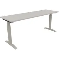 Soennecken Schreibtisch All in One, manuell höhenverstellbar, 65-85cm (H), 180x60cm (BxT), rechteckig, lichtgrau / silberaluminium 40039690
