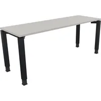 Soennecken Schreibtisch All in One, manuell höhenverstellbar, 68-82cm (H), 180x60cm (BxT), rechteckig, lichtgrau / anthrazit metallic 40039