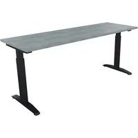 Soennecken Schreibtisch All in One, manuell höhenverstellbar, 65-85cm (H), 180x60cm (BxT), rechteckig, beton hell / anthrazit metallic 4003