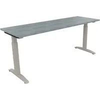 Soennecken Schreibtisch All in One, manuell höhenverstellbar, 65-85cm (H), 180x60cm (BxT), rechteckig, beton hell / silberaluminium 4003969