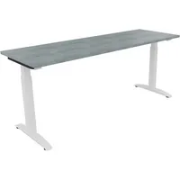 Soennecken Schreibtisch All in One, manuell höhenverstellbar, 65-85cm (H), 180x60cm (BxT), rechteckig, beton hell / weiß 4003969074101 Soen