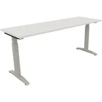 Soennecken Schreibtisch All in One, manuell höhenverstellbar, 65-85cm (H), 180x60cm (BxT), rechteckig, weiß / silberaluminium 4003969074149