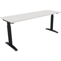 Soennecken Schreibtisch All in One, manuell höhenverstellbar, 65-85cm (H), 180x60cm (BxT), rechteckig, weiß / anthrazit metallic 4003969074