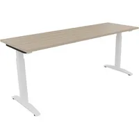 Soennecken Schreibtisch All in One, manuell höhenverstellbar, 65-85cm (H), 180x60cm (BxT), rechteckig, eiche natur / weiß 4003969074279 Soe