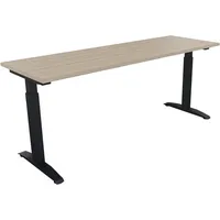 Soennecken Schreibtisch All in One, manuell höhenverstellbar, 65-85cm (H), 180x60cm (BxT), rechteckig, eiche natur / anthrazit metallic 400