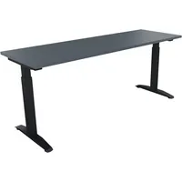 Soennecken Schreibtisch All in One, manuell höhenverstellbar, 65-85cm (H), 180x60cm (BxT), rechteckig, lavagrau / anthrazit metallic 400396
