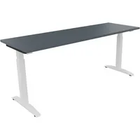 Soennecken Schreibtisch All in One, manuell höhenverstellbar, 65-85cm (H), 180x60cm (BxT), rechteckig, lavagrau / weiß 4003969074217 Soenne
