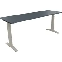 Soennecken Schreibtisch All in One, manuell höhenverstellbar, 65-85cm (H), 180x60cm (BxT), rechteckig, lavagrau / silberaluminium 400396907