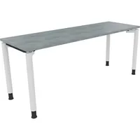 Soennecken Schreibtisch All in One, manuell höhenverstellbar, 68-82cm (H), 180x60cm (BxT), rechteckig, beton hell / weiß 4003969086500 Soen