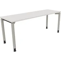 Soennecken Schreibtisch All in One, manuell höhenverstellbar, 68-82cm (H), 180x60cm (BxT), rechteckig, weiß / silberaluminium 4003969086456