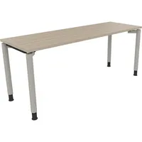 Soennecken Schreibtisch All in One, manuell höhenverstellbar, 68-82cm (H), 180x60cm (BxT), rechteckig, eiche natur / silberaluminium 400396