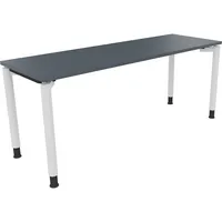Soennecken Schreibtisch All in One, manuell höhenverstellbar, 68-82cm (H), 180x60cm (BxT), rechteckig, lavagrau / weiß 4003969086531 Soenne