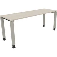 Soennecken Schreibtisch All in One, manuell höhenverstellbar, 68-82cm (H), 180x60cm (BxT), rechteckig, akazie hell / silberaluminium 400396
