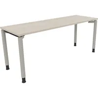 Soennecken Schreibtisch All in One, manuell höhenverstellbar, 68-82cm (H), 180x60cm (BxT), rechteckig, akazie hell / silberaluminium 400396