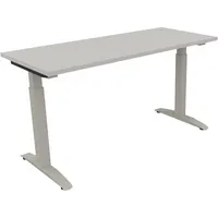 Soennecken Schreibtisch All in One, manuell höhenverstellbar, 65-85cm (H), 140x60cm (BxT), rechteckig, lichtgrau / silberaluminium 40039690