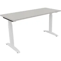 Soennecken Schreibtisch All in One, manuell höhenverstellbar, 65-85cm (H), 140x60cm (BxT), rechteckig, lichtgrau / weiß 4003969072107 Soenn