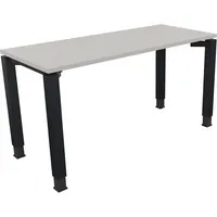 Soennecken Schreibtisch All in One, manuell höhenverstellbar, 68-82cm (H), 140x60cm (BxT), rechteckig, lichtgrau / anthrazit metallic 40039