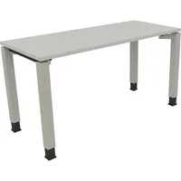 Soennecken Schreibtisch All in One, manuell höhenverstellbar, 68-82cm (H), 140x60cm (BxT), rechteckig, lichtgrau / silberaluminium 40039690