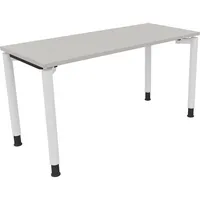 Soennecken Schreibtisch All in One, manuell höhenverstellbar, 68-82cm (H), 140x60cm (BxT), rechteckig, lichtgrau / weiß 4003969081147 Soenn