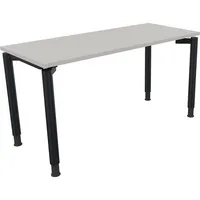 Soennecken Schreibtisch All in One, manuell höhenverstellbar, 68-82cm (H), 140x60cm (BxT), rechteckig, lichtgrau / anthrazit metallic 40039