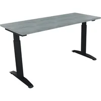 Soennecken Schreibtisch All in One, manuell höhenverstellbar, 65-85cm (H), 140x60cm (BxT), rechteckig, beton hell / anthrazit metallic 4003
