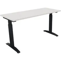 Soennecken Schreibtisch All in One, manuell höhenverstellbar, 65-85cm (H), 140x60cm (BxT), rechteckig, weiß / anthrazit metallic 4003969072