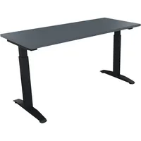 Soennecken Schreibtisch All in One, manuell höhenverstellbar, 65-85cm (H), 140x60cm (BxT), rechteckig, lavagrau / anthrazit metallic 400396