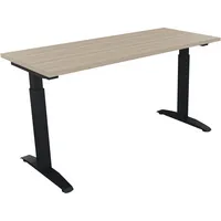 Soennecken Schreibtisch All in One, manuell höhenverstellbar, 65-85cm (H), 140x60cm (BxT), rechteckig, eiche natur / anthrazit metallic 400