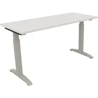 Soennecken Schreibtisch All in One, manuell höhenverstellbar, 65-85cm (H), 140x60cm (BxT), rechteckig, weiß / silberaluminium 4003969072145