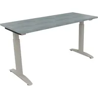 Soennecken Schreibtisch All in One, manuell höhenverstellbar, 65-85cm (H), 140x60cm (BxT), rechteckig, beton hell / silberaluminium 4003969