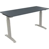 Soennecken Schreibtisch All in One, manuell höhenverstellbar, 65-85cm (H), 140x60cm (BxT), rechteckig, lavagrau / silberaluminium 400396907