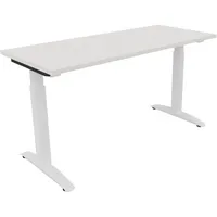 Soennecken Schreibtisch All in One, manuell höhenverstellbar, 65-85cm (H), 140x60cm (BxT), rechteckig, weiß / weiß 4003969072213 Soennecken