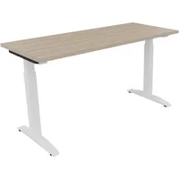Soennecken Schreibtisch All in One, manuell höhenverstellbar, 65-85cm (H), 140x60cm (BxT), rechteckig, eiche natur / weiß 4003969072121 Soe