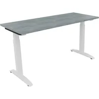 Soennecken Schreibtisch All in One, manuell höhenverstellbar, 65-85cm (H), 140x60cm (BxT), rechteckig, beton hell / weiß 4003969072237 Soen