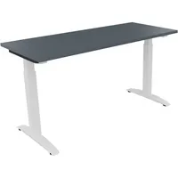 Soennecken Schreibtisch All in One, manuell höhenverstellbar, 65-85cm (H), 140x60cm (BxT), rechteckig, lavagrau / weiß 4003969072138 Soenne