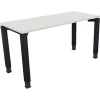 Soennecken Schreibtisch All in One, manuell höhenverstellbar, 68-82cm (H), 140x60cm (BxT), rechteckig, weiß / anthrazit metallic 4003969077