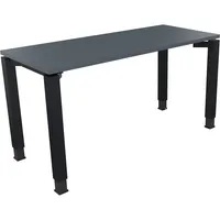 Soennecken Schreibtisch All in One, manuell höhenverstellbar, 68-82cm (H), 140x60cm (BxT), rechteckig, lavagrau / anthrazit metallic 400396